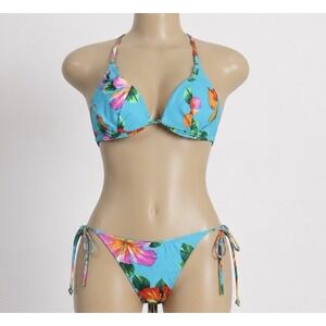 Sauvage California Bikini Small Tropical Floral Underwire Tie Side Made In USA
